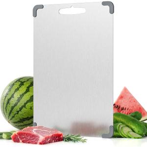 Titanium Cutting Board for Kitchen, 100% Pure Titanium Chopping Board with Non-Slip Base and Reinforced Edges, Dual-Sided, Dishwasher Safe for Meat and Vegetables, 14"x10"