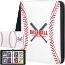 480 Pockets Baseball Card Binder 4 Pocket, Sports Trading Card Sleeves 3 Ring with 60 Removable Sleeves, Portable Waterproof Baseball Collection Top Loader Card Holder for TCG, Game Gifts Boys