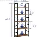 NUMENN 5 Tier Bookshelf, Tall Bookcase Shelf Storage Organizer, Modern Book Shelf for Bedroom, Living Room and Home Office, Vintage