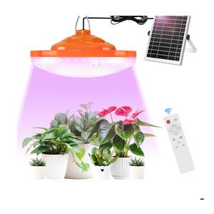 96 LED Solar Grow Lights Battery Powered, Full Spectrum Hanging Grow Light for Indoor Outdoor Plants with Timer, Solar Plant Lamp for Greenhouse with Remote Control, 2 Charging Way, 16.6FT Cord