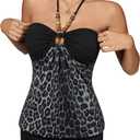 Verdusa Women's Leopard Halter Mini Dress Y2k Western Bodycon Dresses Country Concert Outfits (Black, XS)
