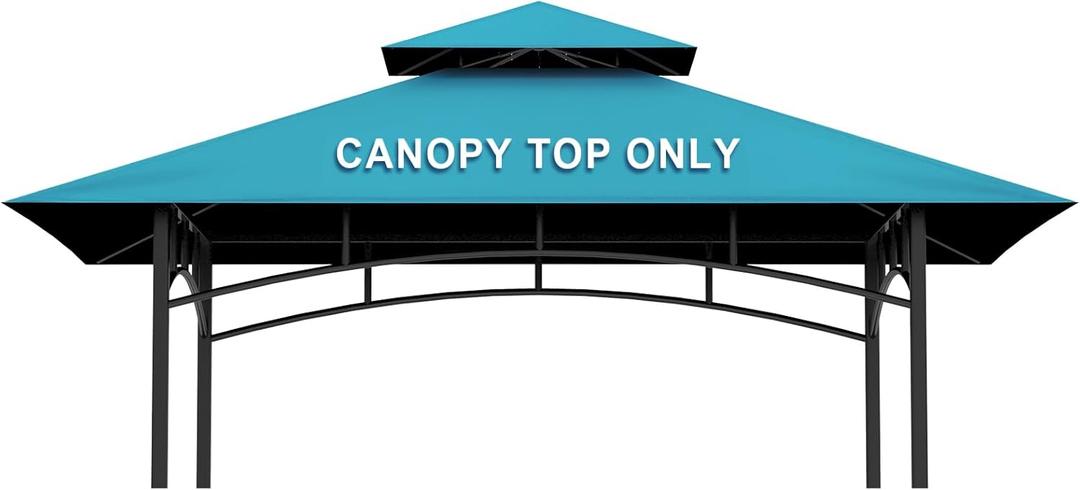Grill Gazebo Replacement Canopy Top Only - 5' x 8' Outdoor BBQ Gazebo Canopy Roof, Waterproof Double Tiered Shelter Cover Fit for Model L-GG001PST-F (Turquoise, 5x8)