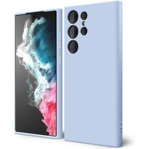 Oakxco for Samsung Galaxy S22 Ultra Phone Case Liquid Silicone, Cute Thin Slim Soft Rubber TPU Smooth Gel Cover for Women Girl Aesthetic, Matte Solid Protective & Shockproof, Aqua Sky Baby Light Blue