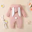 Guodeunh Newborn Baby Girl Boy Easter Romper Bunny Rabbit Ears Hooded Jumpsuit Little Sister and Brother Matching Outfit (Pink, 0-3 Months) (Pink)
