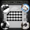 Dunzy 2 Pcs Halloween Doormat Outdoor Spooky Skull Welcome Mat 17"x30" & Black White Plaid Entrance Rug 28"x43" for Front Door Porch Non Slip Floor Mat Layered for Indoor Outside Entryway Decor