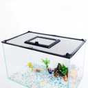 Magnetic Fish Tank Cover with Feeding Window Dark Grey Frame Grey Fiberglass Net,DIY Fish Tank Lid for Preventing Fish from Jumping Out and Reptile Escaping Adjustable Size Fit Tank Size Max 35''X19'' (39"x19" (100x50cm))