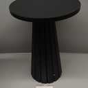 Fluted Round Wooden Drink Side Table, Small Pedestal End Table, Plant Stand for Small Space, Living Room, Bedroom, Office, Black