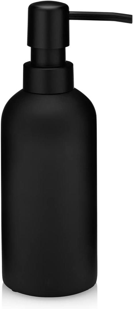 Essentra Home Matte Black Soap Dispenser 10 fl oz / 300ml | Modern Bathroom Countertop Soap Dispensers | Refillable Pump Dispenser