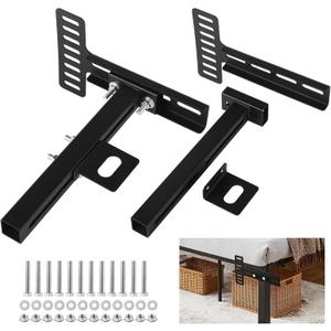 2 Pcs Bed Headboard Brackets, Adjustable Mounting Extension Brackets, Universal Headboard Attachment Kit for Adjustable Bed, Iron Construction, Black Metal Finish, Easy Installation