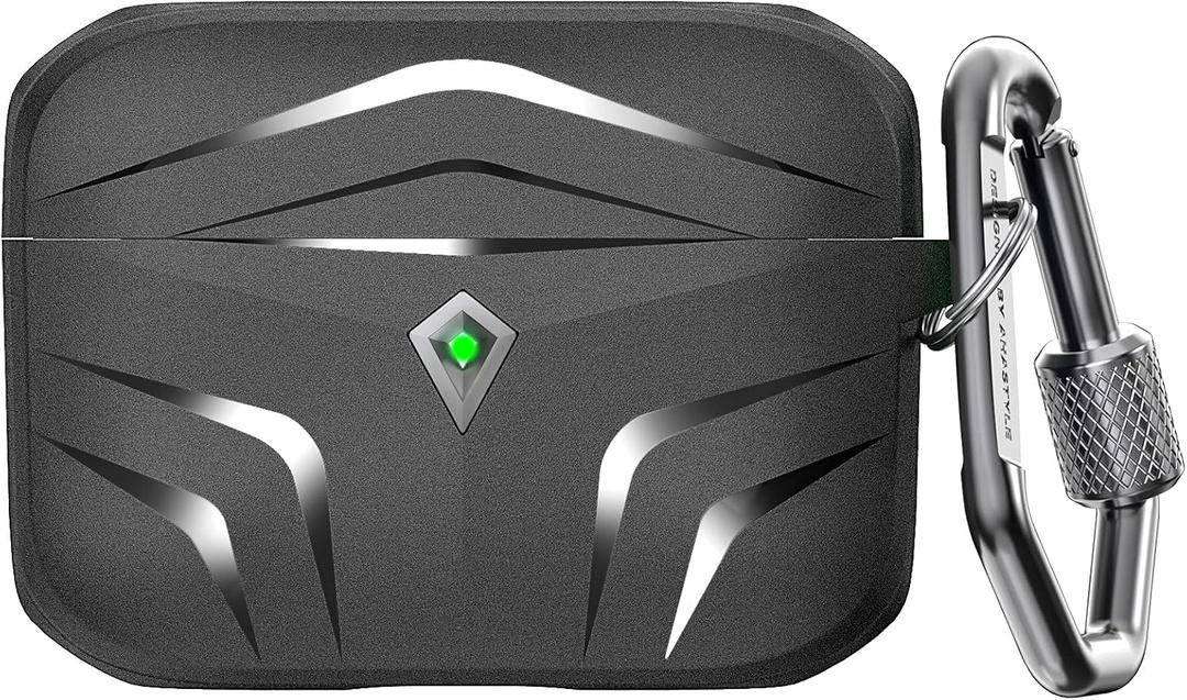 AhaStyle Rugged AirPods Pro Case Cover Hard-Shell TPU Protective Cover Shockproof Compatible with AirPods Pro Charging Case (Black)