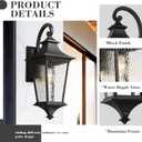 Emliviar 29.3" Exterior Waterproof Wall Sconce Light Fixture, Porch Wall Mounted Lighting with Water Ripple Glass Shade, Black Finish, XE292BL-SW BK, Large - 1 Pack - No Function