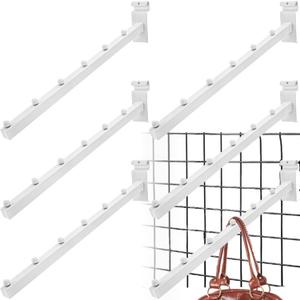 6 Pack Gridwall Waterfall Hooks, 15.8 Inch Waterfall Faceout with 6 Balls, White Gridwall Clothes Hanger, Heavy Duty Wire Wall Grid Panel Hook for Garment Retail, Home, Garage