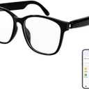 AI Smart Bluetooth Glasses, Bluetooth 5.4, Open-Ear Translation Sunglasses with 144 Languages & Accents, Polarized UV400 Lenses for Daily Travel Business Outdoor Sports (Black Frame Transpraent Lens)