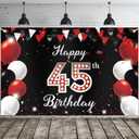 JOYKY Happy 45th Birthday Banner, Red Black Happy 45th Birthday Party Decorations for Men Women, 45 Year Old Birthday Supplies Backdrop Dcor, 5.9 X 3.8 Fts