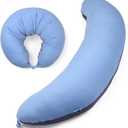 BYRIVER 39" C Shaped Body Pillow for Side Sleeping Adults Men Women, Anxiety Relief Hugging Gaming Lap Pillow, Pregnancy Knees Separate Pillow, Gifts for New Moms, Removable Pillowcase(L)