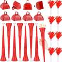Jenaai 24 Pcs Cheer Team Gifts Bulk Collapsible Stadium Horn Hand Clappers Metal Cowbells Team Cheering Spirit Accessories Noisemakers 24" Vuvuzela Blow Horn for Sporting Events Football Party(Red)