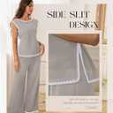 BeryLove 2 Piece Sets for Women Casual Short Sleeve Summer Tops and High Rise Wide Leg Pants Lounge Sets 601 Khaki S (S)