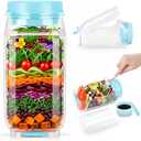 Salad Jar with Side Opening – Double-Lock Leak-Resistant Design, Vertical Layering Keeps Salads Fresh, Leak-Proof Salad Jar with Dressing Cup, Durable Salad Container for Lunch, Meal Prep & Work