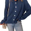 Dokotoo Oversized Sweaters for Women Casual Solid Long Sleeve Button Down Chunky Knit Hooded Cardigan Sweaters Coat,2XL