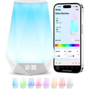 Sleep Sound MachinesWhite Noise Machine for Baby Sleeping with Night Light, Portable Sound Machine with 32 Soothing Sounds, 8 Night Light Colors, Timer, App Remote Control, Personal Sleep Routine