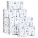 TecUnite 50 Pcs 3x3x3'' Blue Floral Paper Gift Candy Boxes Chinoiserie Flower Paper Gift Box Small Blue White Hydrangea Party Packaging Bag for Wedding Birthday Cardstock Shower Party Supply Decor