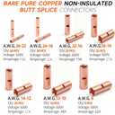 SVAAR 150 PCS 26-8 AWG Non-Insulated Butt Connectors Crimp Repair Butt Splices Kit, Uninsulated Butt Splice Connectors for 26 to 8 Gauge Wire, Heavy Duty Pure Copper Seamless Barrel Butt Terminals