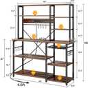 SUPERJARE Larger Bakers Rack with Power Outlets, 6-Tier Microwave Stand, Coffee Bar with 12 S-Shaped Hooks, Kitchen Shelf with Wire Basket, 47.2 x 15.5X 66.9 Inches, Rustic Brown