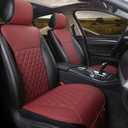 Black Panther 1 Pair Car Seat Covers, Luxury Car Protectors, Universal Anti-Slip Driver Seat Cover with Backrest, Diamond Pattern (Wine Red)