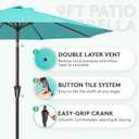 JEAREY 9FT Outdoor Patio Umbrella Outdoor Table Umbrella with Push Button Tilt and Crank, Market Umbrella 8 Sturdy Ribs UV Protection Waterproof for Garden, Deck, Backyard, Pool (Peacock Blue)