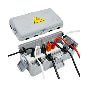 Hrensaw Medium Outdoor Electrical Box(10.6x5.5x4.5inch),Weatherproof Connection Box w/6 Cable Entry,IP54 Waterproof Extension Cord Cover Protect Power Strip,Timer,Plug,Holiday Lights,Grey