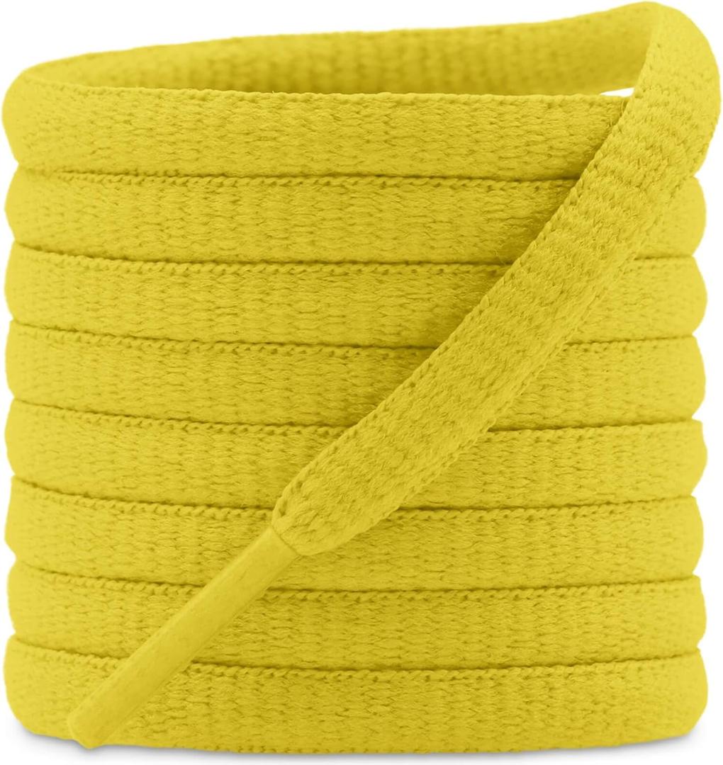 DELELE 2Pair Oval Shoes laces 42 Colors Half Round 1/4" Athletic ShoeLaces for Sport/Running Shoes Shoe Strings (35 inch (90CM), 07 Golden)