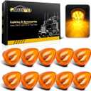 Partsam 10Pcs 2 inch Amber 9LED Side Marker Lights, 2" Beehive Light, Round Cone Clearance Lights for 12V Trailer Truck Replacement for Peterbilt Kenworth Freightliner