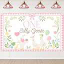 Avezano One Silly Goose Backdrop Banner for Kids Goose 1st Birthday Party Decoration Duck Farm Barnyard 1st First Birthday Party Supplies (Pink, 6x3.6ft)