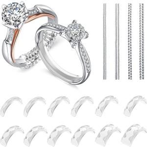 Eiito Ring Sizers for Loose Rings, 16 Pack Ring Guards for Loose Rings, Reduce by 0.5-1 Size without Resizing, Fits Bands 1-8mm, Invisible Design for Women and Men, 2 Styles Insert and Spiral