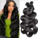 Body Wave Bundles Human Hair 22 24 26 Inch 100% Unprocessed Human Hair Bundles 12A Brazilian Virgin Hair Weave Body Wave 3 Pieces Natural Black Color