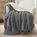 Bedsure Sherpa Throw Blanket for Couch - Super Soft, Cozy Fleece Thick Warm Throw for Winter, GentleSoft Plush & Fluffy Gift Blanket for Men, Room Decor, Dark Grey, 50x60 Inches