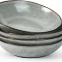 famiware Large Pasta Bowls Set of 4, Ocean Round 8.5" Pasta Serving Bowl Large Dinner Bowls, Kitchen Bowl Set, Microwave and Dishwasher Safe, Scratch Resistant, Grey (Gray)