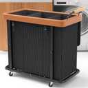 230L (60 Gal) Extra Large Fashion Laundry Sorter 3 Section with Lid, Rolling Laundry Basket Hamper with Handle, Laundry Organizer Storage Cart with Sturdy Metal Frame for Laundry Room, Hotel, Black