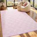 4x6 Pink Washable Shag Area Rug for Girls Bedroom, Modern Geometric Non Slip Living Room Rugs, Fluffy Soft Thick Carpet for Kids Room, Dorm, Office, Bedside, Entryway and Home Decor