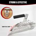Sand Scoop for Metal Detecting, Stainless Steel Metal Detector Scoop, Sand Sifter for The Beach with Long Fiberglass Handle, Metal Detector Accessories, Metal Detecting Shovel, Sand Flea Rake