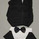 Kuoser Dog Tuxedo Dog Suit and Bandana Set, Dogs Tuxedo Wedding Party Suit, Doggy Prince Bow Tie Shirt Formal Pet Wedding Attire for Large Medium and Small Dogs Golden Retriever Samo Bulldogs (Large (pack of 1), Black)