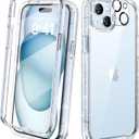 Diaclara Designed for iPhone 15 Case, Full Body Rugged Case with Built-in Touch Sensitive Anti-Scratch Screen Protector, with Camera Lens Protector for iPhone 15 6.1" (Clear Glitter)