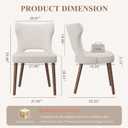 Wooden Dining Chairs Set of 2, Mid Century Dining Room Chairs with Solid Wood Legs, Upholstered Fabric Kitchen Chairs with Ergonomic Curved Backrest for Kitchen Dining Room, Beige