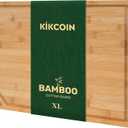Kikcoin 1711 Bamboo Cutting Boards for Kitchen, Healthy Wooden Cutting Boards for Kitchen, Charcuterie, Vegetables, Cheese, Extra Large Chopping Boards with Deep Juice Groove and Handle, Natural