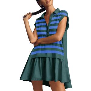 Fisoew Womens Summer Sweatshirt Dresses Short Sleeve V Neck Casual Oversized Patchwork Mini Dress (Extra Large, Pattern-Green) Fisoew Womens Summer Sweatshirt Dresses Short Sleeve V Neck Casual Oversized Patchwork Mini Dress (Extra Large, Pattern-Green)