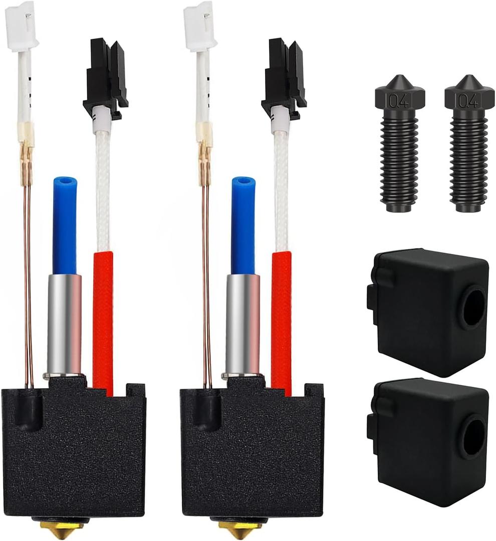 2PCS V5 J-Head Print Head Hotend with 2PCS 0.4mm Hardened Steel Nozzles and 2PCS Silicone Socks for Anycbic Kobra 2/Kobra 2 Plus/Kobra 2 Max/Kobra 2 Pro/Kobra 2 Neo High Speed 3D Printer
