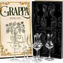 Crystal Grappa and Cordial Glasses | Set of 6 | Small 3 oz Long Stemmed Spirit Glassware for Liqueur, After Dinner Drink, Aperitif, Digestive | Italian Tulip Shaped Stemware for Nosing, Sipping