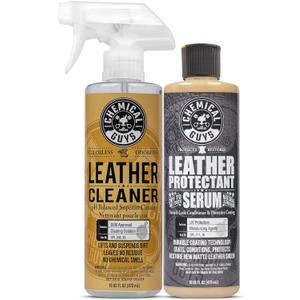 Chemical Guys Leather Cleaner & Leather Serum Kit for Car Interiors, Furniture, Apparel, Shoes, Boots, and More (Works on Natural, Synthetic, Pleather, Faux Leather and More), 16 fl oz - 2 Items