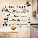 Kitchen Wall Decals Dinner Meal Prayer Wall Stickers Vinyl Kitchen Quotes Wall Decal Let's Eat Bless The Food Before Us Sign Saying Stickers for Dinning Room Home Restaurant