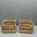 Water Hyacinth Wicker Basket, Decorative Woven Baskets with Built-in Handles, Hand-woven Storage Organizer for Organizing Pantry, Livingroom, Bedroom, Shelves, Toilet (2 PACK, Blended)